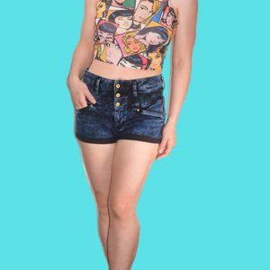 H&M Acid Washed High-Waist Denim Jean Shorts